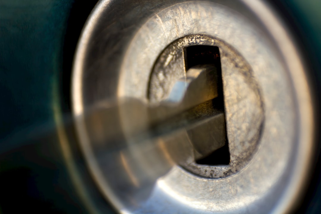A key is inserted into a lock mechanism