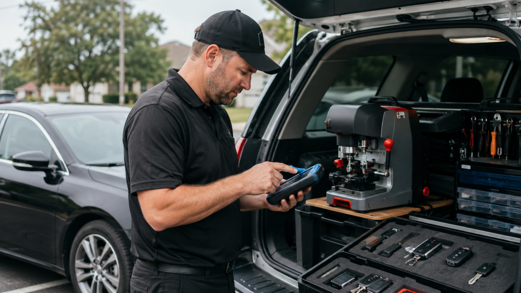 Automotive Locksmith Programming a Replacement Car Key